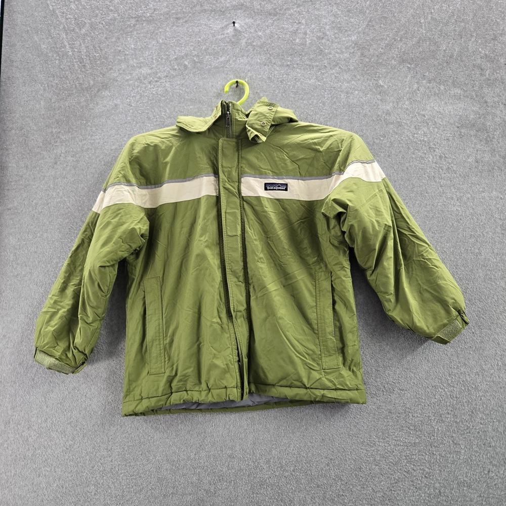 VINTAGE Patagonia Boy Jacket 10 Green Gorpcore Logo Reflective Long Sleeve